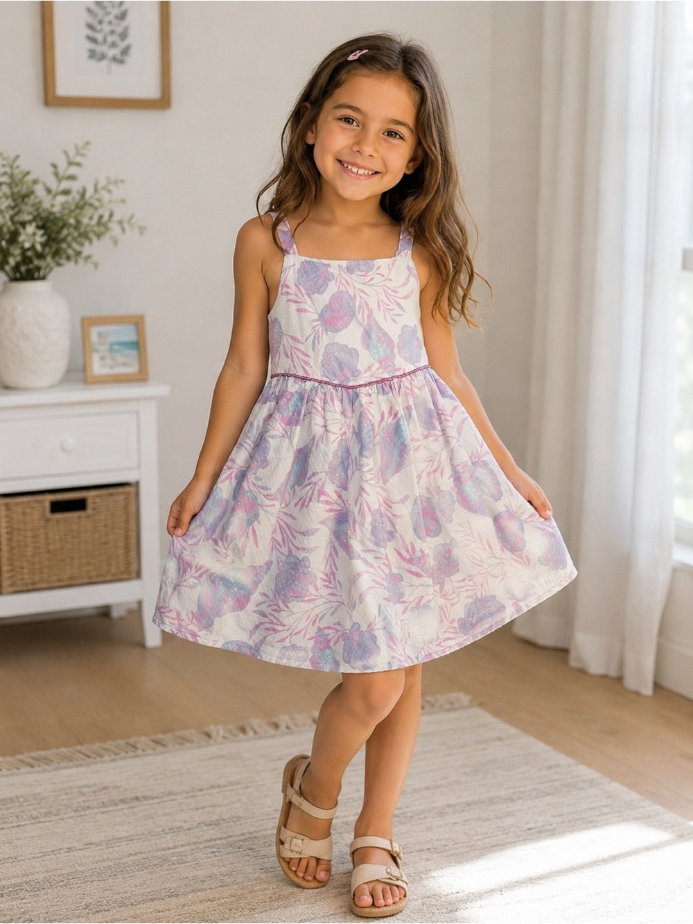 Max Studio Lavender and Pink Floral Sundress for Girls